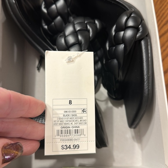 Women's Black Basil Mule With Round Heels & Woven Straps- A New Day™ - Picture 9 of 16